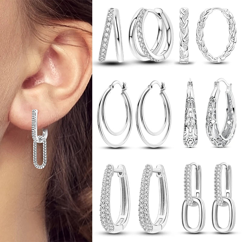 Woman Earring 925 Sterling Silver Original Hoop