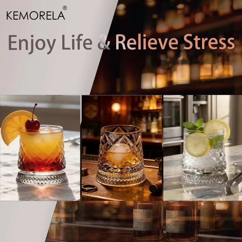 1PCS Whisky Glass 360 Degree Rotating Crystal Unique Gift for Men