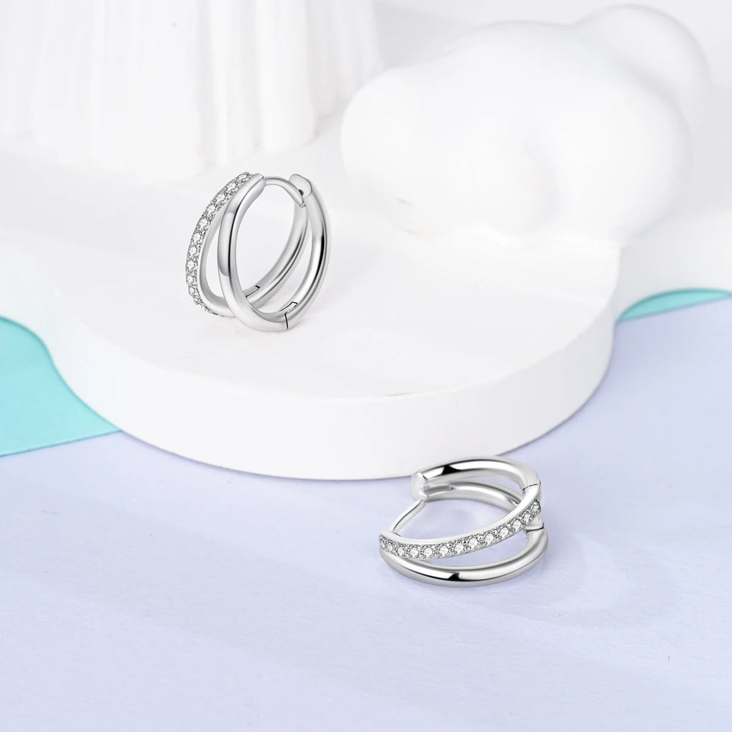 Woman Earring 925 Sterling Silver Original Hoop
