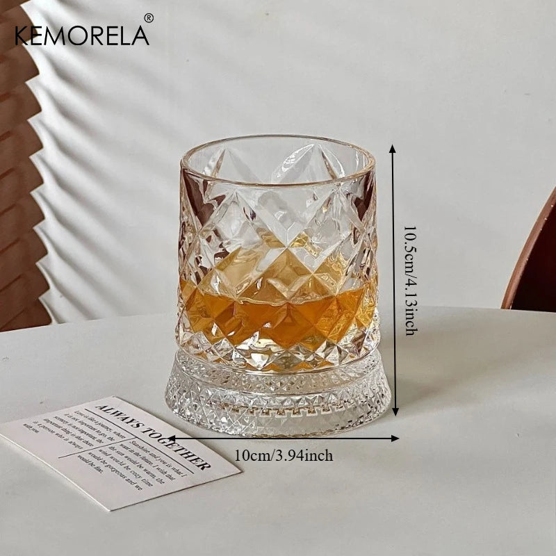 1PCS Whisky Glass 360 Degree Rotating Crystal Unique Gift for Men